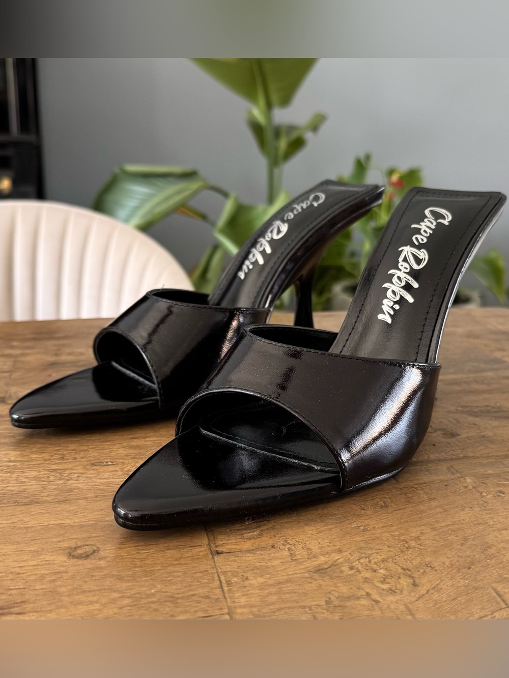 Black Patent Leather Mule Heels size 7.5 - Picture 4 of 7